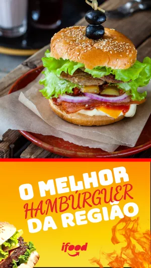 Post para Hamburgueria com Foto de Lanche para Editar Online