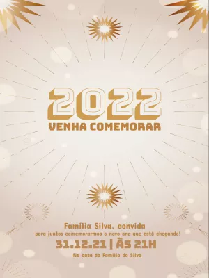 Convite de Réveillon Dourado Elegante para Editar Online