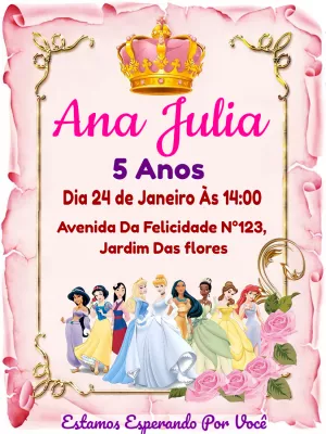 Invitación de cumpleaños Princesas – Estático – R🌹 ZA  P..