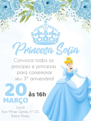 Invitación de cumpleaños Princesas – Estático – Gley Leobas