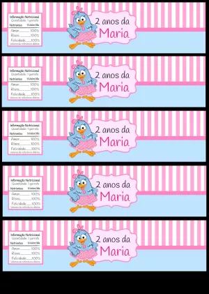 Rótulo de Água Galinha Pintadinha para Editar e Imprimir