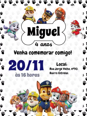 Invito di compleanno Paw Patrol – Statico – Bella Liz Convites
