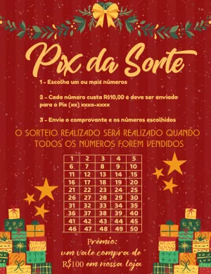 Rifa Pix da Sorte de Natal: Cartela Editável para Sorteio Online