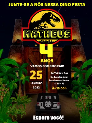 Invitación de cumpleaños Dinosaurio – Estático – Augusto Renan