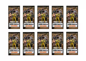 Adesivo Aniversário Free Fire com Personagens para Editar Online