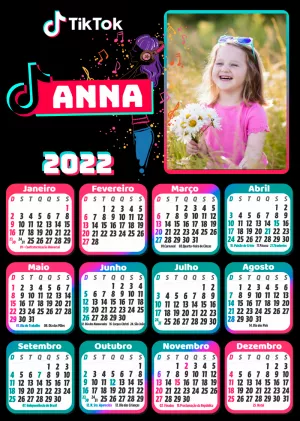 Calendário Personalizado com Foto Tema Rede Social para Editar