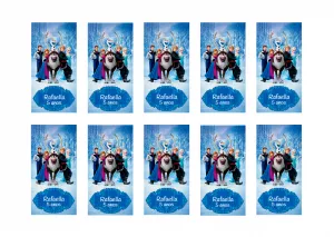 Adesivo Aniversário Frozen com Personagens para Editar Online