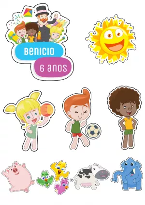 Topo de Bolo Mundo Bita com Personagens para Editar Online