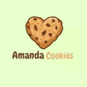 Logo Editável de Biscoito Coração para Doceria
