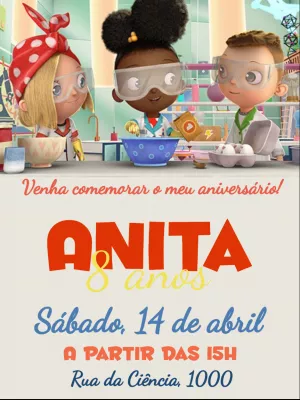 Convite de Aniversário Ada Batista Cientista para Editar Online