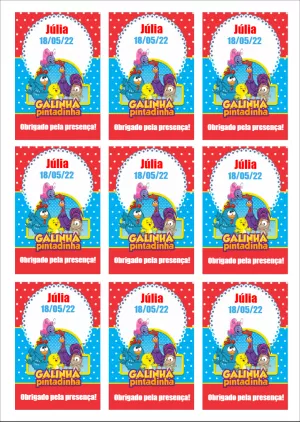 Tag de Aniversário Galinha Pintadinha para Editar e Imprimir