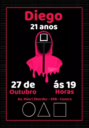 Convite de Aniversário Round 6 Squid Game para Editar Online