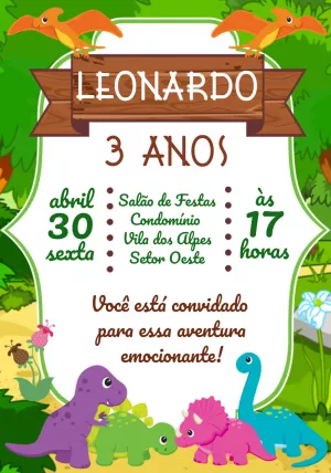 Invitación de cumpleaños Dinosaurio – Estático – Heliene Designer