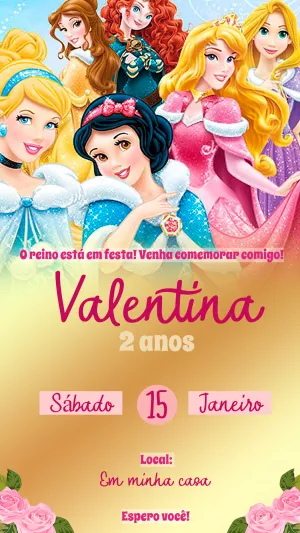 Invitación de cumpleaños Princesas – Estático – Studio Cah