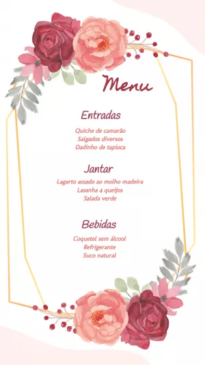 Menu de Casamento Floral Aquarela para Editar Online
