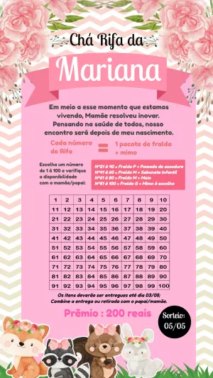 Chá Rifa Bosque Encantado com Animais para Editar Online