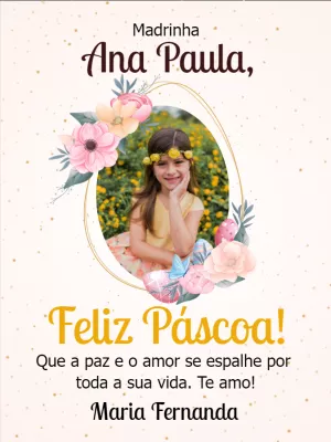 Cartão de Páscoa Floral com Foto para Editar Online