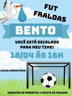 Convite Chá de Fraldas Futebol para Editar e Imprimir