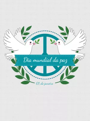 Post Editável Dia da Paz com Pombas para Editar Online