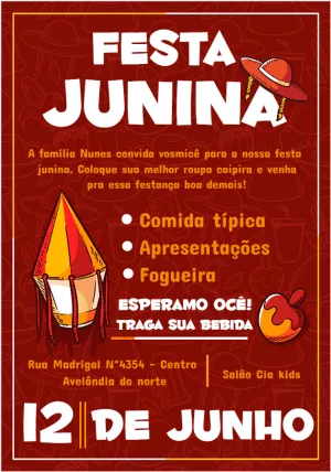 Invitación de Festa Junina – Estático – Bárbara Claudino