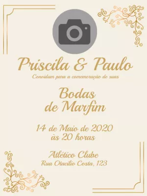 Convite Bodas de Marfim com Foto para Editar Online