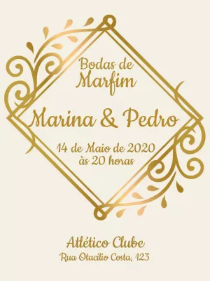 Convite Bodas de Marfim Clássico para Editar Online