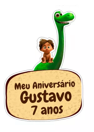Topo de Bolo O Bom Dinossauro para Editar e Imprimir