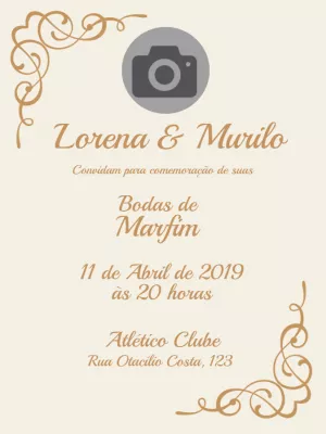 Convite Bodas de Marfim com foto para Editar Online