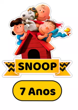 Topo de Bolo Aniversário Snoopy e sua Turma para Editar Online