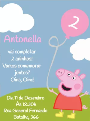 Convite de Aniversário Peppa Pig Editável Online