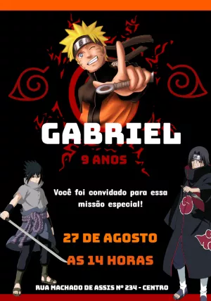 Convite de Aniversário Naruto com Ninjas para Editar Online