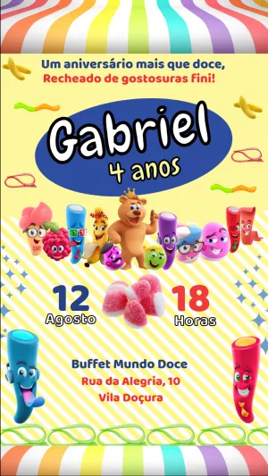 Convite de Aniversário Balas Fini para Editar Online