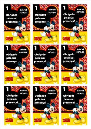 Tag de Agradecimento Aniversário Mickey Mouse para Editar Online