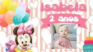Painel de Aniversário Minnie Baby com Foto para Editar Online