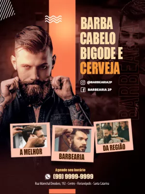 Folheto de Barbearia com Fotos para Editar Online