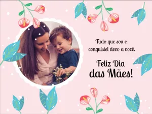 Cartão Dia das Mães com Foto Floral para Editar Online