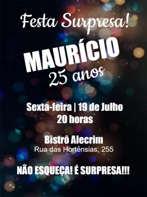 Convite de Aniversário Surpresa Balada para Editar Online