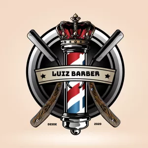 Logo Barbearia com Coroa e Navalha para Editar Online