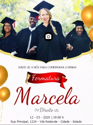 Convite de Formatura com Foto Editável para Imprimir ou Enviar
