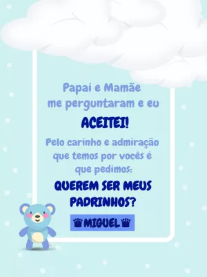 Pedido para Padrinhos de Batismo Ursinho para Editar Online