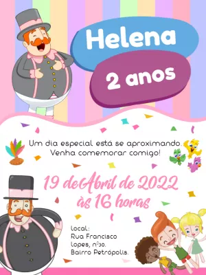 Convite de Aniversário Mundo Bita para Editar Online