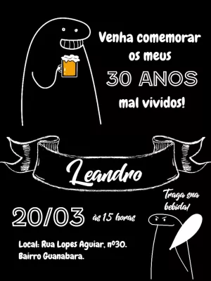 Convite de Aniversário Flork com Cerveja para Editar Online