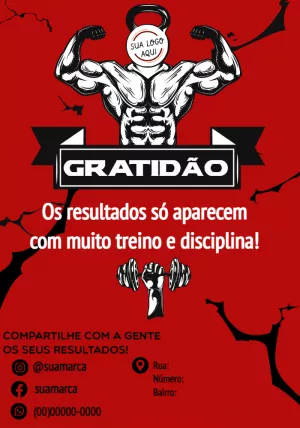 Cartão de Agradecimento Academia Fitness para Editar Online