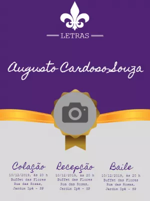 Convite de Formatura Letras com Foto para Editar Online