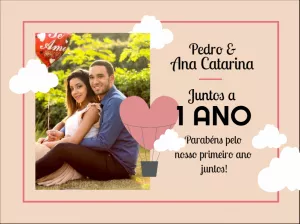 Cartão de Aniversário de Namoro com Foto para Editar Online