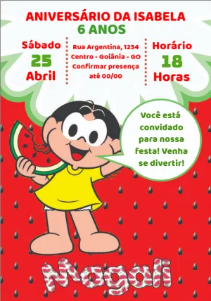 Convite de Aniversário Magali para Editar Online
