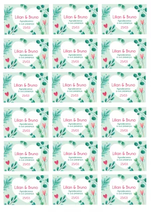 Tag de Agradecimento Casamento Floral para Editar Online