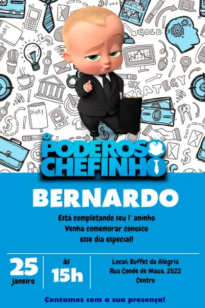Convite de Aniversário Poderoso Chefinho Editável Online