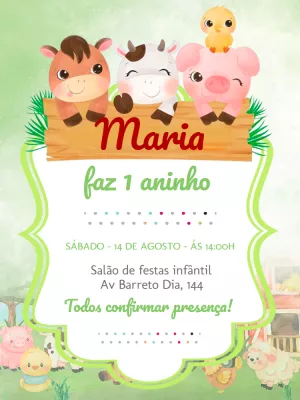 Animals Birthday Invitation – Static – Carolina