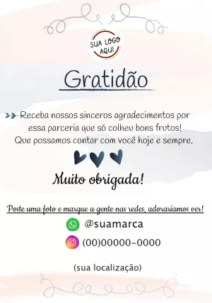 Cartão de Agradecimento pela Compra Editável Online